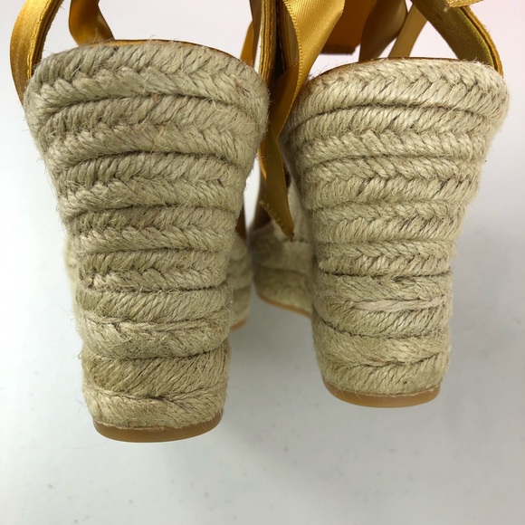Tory Burch Wedged Espadrille Golden Yellow Sz 9.5M - Picture 5 of 8